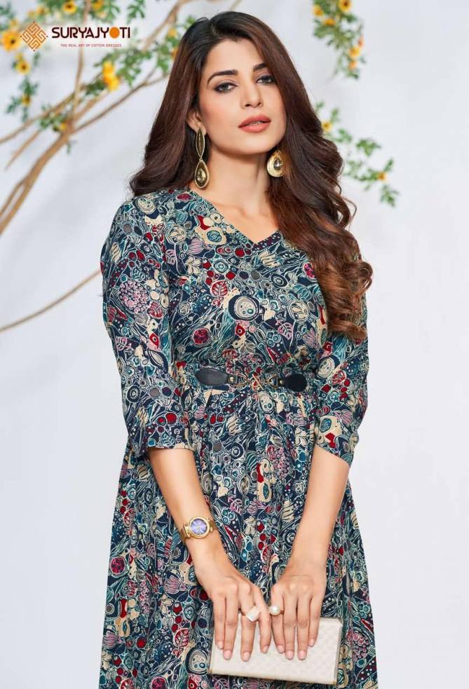 Belt Vol 8 By Suryajyoti Rayon Printed Designer Kurti Suppliers In India
